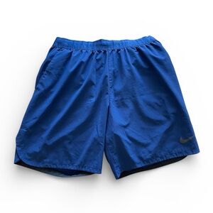 Nike Men’s Blue Athletic Running Shorts – Drawstring Waist - Size Large